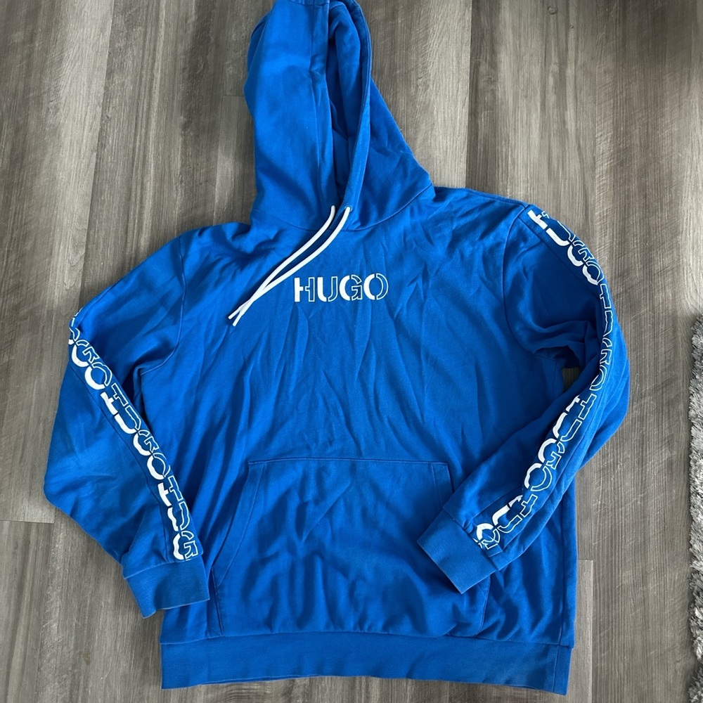 HUGO Men's Vibrant Blue Hoodie